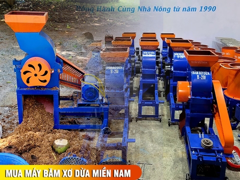 Mua máy băm xơ dừa miền Nam: giao tận nơi, giá gốc tại xưởng Bình Quân