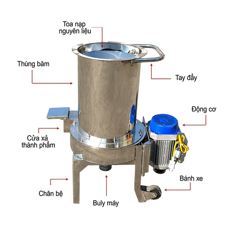 Máy băm rơm dừa 1 pha inox