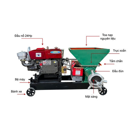 Máy Đùn Cá Công Nghiệp Lắp Đầu Nổ D24