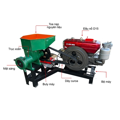 Máy Đùn Cá Công Nghiệp Lắp Đầu Nổ D15