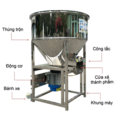 Máy Trộn Thức Ăn Chăn Nuôi Đứng Inox 50kg