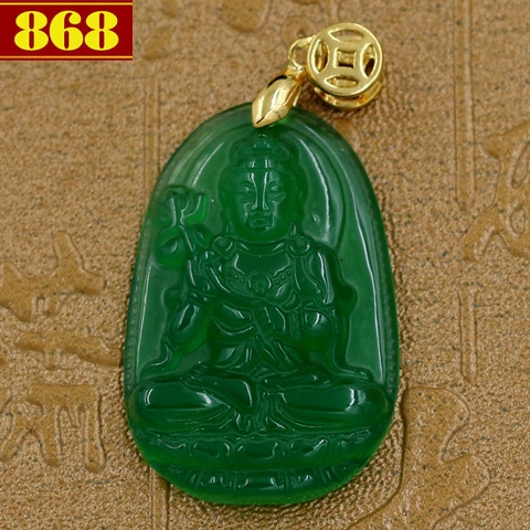 Mặt dây chuyền Phật bản mệnh Đại Thế Chí Bồ Tát 3.6 cm xanh