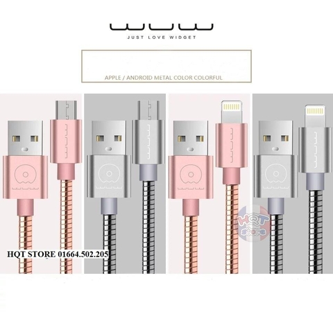 Cáp sạc Metal WUW Lighting/MicroUSB chính hãng