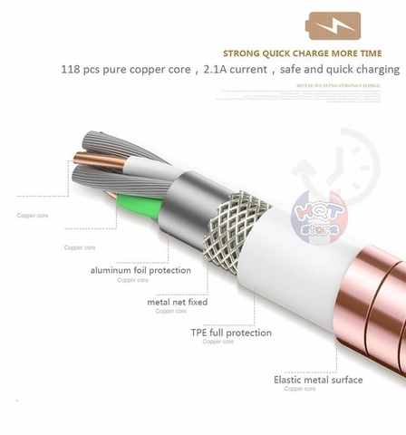 Cáp sạc Metal WUW Lighting/MicroUSB chính hãng