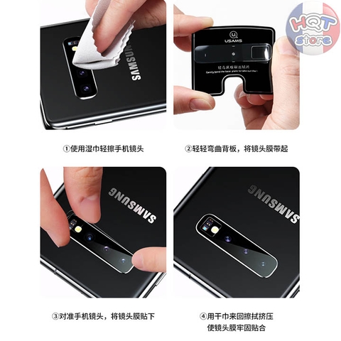 Kính cường lực Camera Flash Usams siêu trong cho Samsung S10 Plus / S10