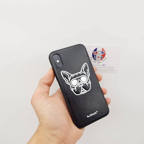 Ốp lưng da iPearl Luminous Bull Dog cho IPhone X