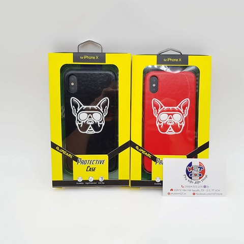 Ốp lưng da iPearl Luminous Bull Dog cho IPhone X