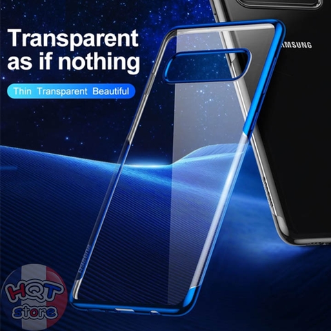 Ốp lưng dẻo trong suốt viền màu Baseus Shining Case Samsung S10 Plus / S10