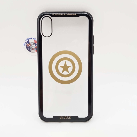 Ốp lưng kính trong 9H Batman Captain America Iphone X 7 Plus 8 Plus