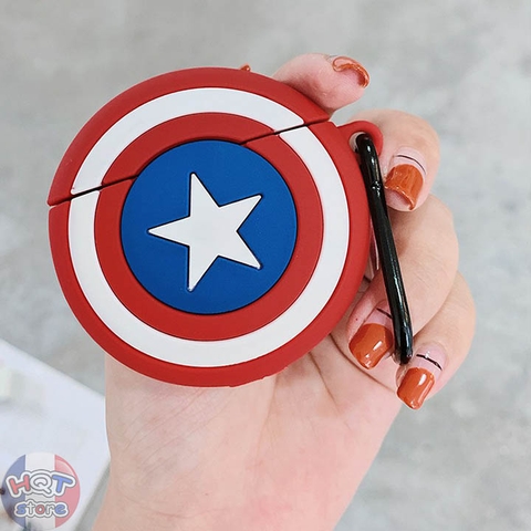 Ốp Silicon Case Khiên Captain America cho tai nghe Airpods 1 / 2