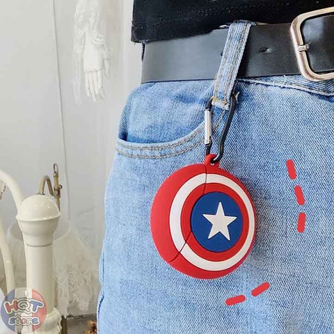 Ốp Silicon Case Khiên Captain America cho tai nghe Airpods 1 / 2