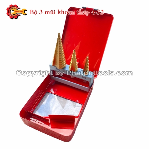 Bộ 3 Mũi Khoan Tháp HSS Phủ TIN