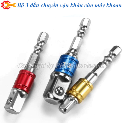 Bộ 3 Đầu Chuyển Vặn Khẩu 1/2-3/8-1/4 Cho Máy Khoan