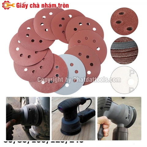 Giấy chà nhám tròn các phi 125-180-230mm-Hộp 100 tờ