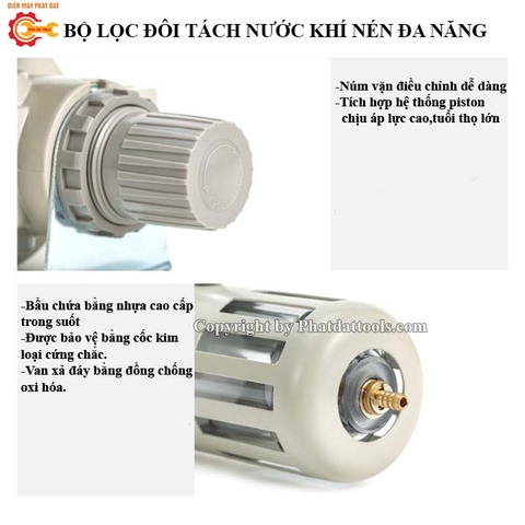 Bộ Lọc Tách Nước Kèm Van Điều Áp Khí Nén