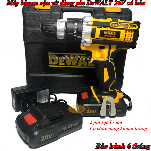 Máy khoan vặn vít dùng pin DeWALT 26V Có Búa