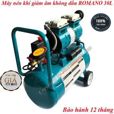 Máy nén khí sạch giảm âm không dầu ROMANO 30L 800W