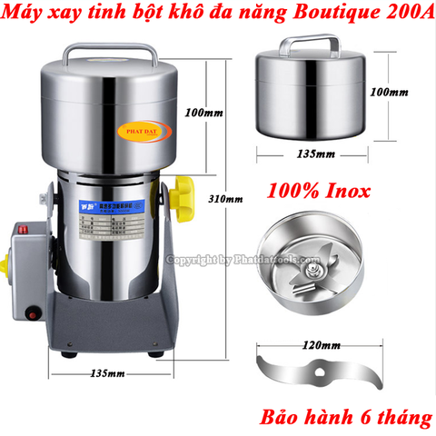 Máy Xay Tinh Bột Khô Đa Năng 200A Vỏ Inox