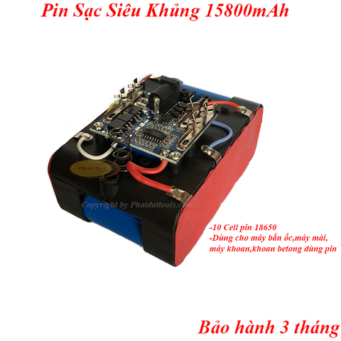 Pin 10 Cell Dung Lượng Khủng 15800mAh Cho Máy Vặn Ốc-Máy Mài-Máy Khoan-Khoan Bê Tông Dùng Pin