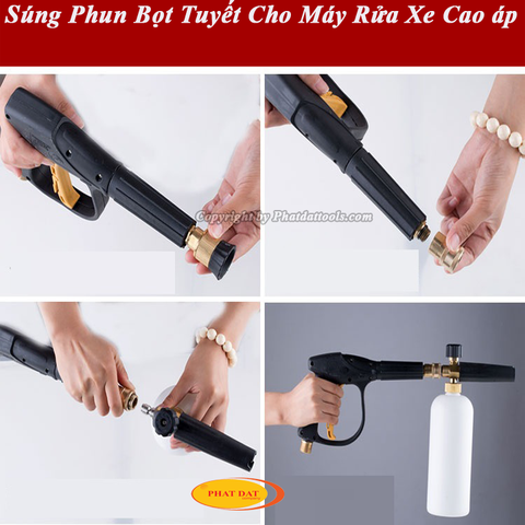 Súng Rửa Xe Phun Bọt Tuyết Cho Máy Rửa Xe Gia Đình