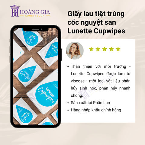 Giấy lau tiệt trùng cốc nguyệt san Lunette CupWipes (Hộp 10 gói)