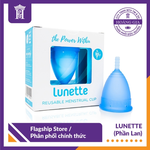 Cốc nguyệt san Lunette  - Hàng chính hãng - Màu Xanh Hộp vuông + Tặng Hộp giấy lau tiệt trùng cốc nguyệt san