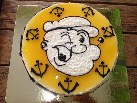Bánh mousse chanh leo tròn cơ bản trang trí Popeye
