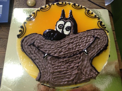 Mousse chanh leo trang trí mèo OGGY