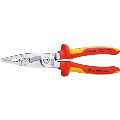 KÌM LẮP ĐIỆN ĐA NĂNG KNIPEX CÁCH ĐIỆN 1000V DÀI 200 MM 13 86 200