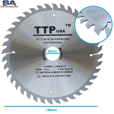 Lưỡi cưa gỗ 185mm TTPusa 222-185040-3