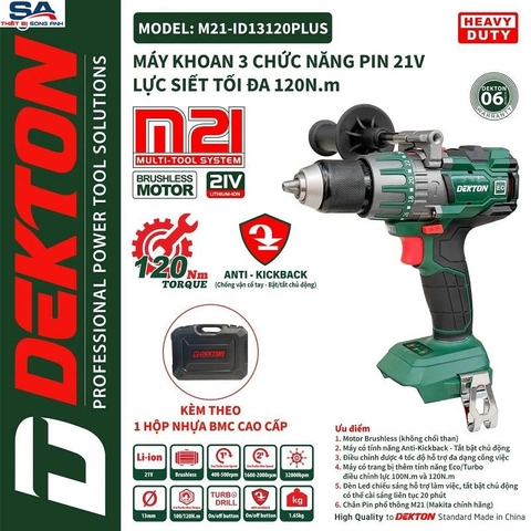 Máy khoan pin 21V Dekton M21-ID13120Plus