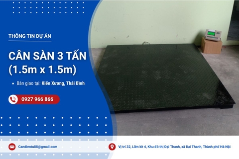 Bàn giao 2 bộ cân sàn điện tử 3 tấn tại Kiến Xương, Thái Bình