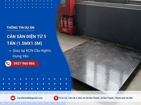 Cân sàn điện tử 5 tấn (1.5mx1.5m) giao tại Hưng Yên