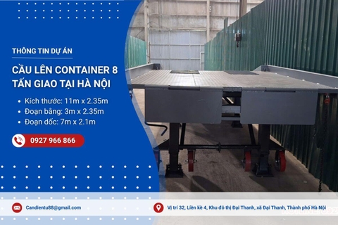 Cầu dẫn lên container 8 tấn giao tại Thạch Thất, Hà Nội