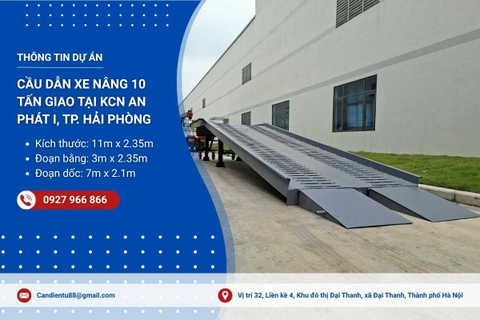 Bàn giao cầu dẫn xe nâng 10 tấn dài 11m tại Hải Phòng