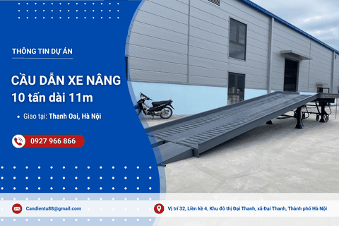 Bàn giao cầu dẫn xe nâng lên container 10 tấn 11m tại Thanh Oai, Hà Nội