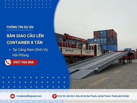 Cầu lên container 8 tấn dài 11m lắp và giao tại Cảng Nam Đình Vũ, Hải Phòng