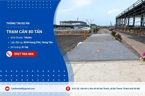 Tân Phát bàn giao thành công trạm cân 80 tấn tại Hưng Yên cho doanh nghiệp trong KCN Hưng Phú