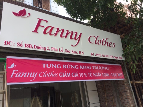 Quảng cáo tam anh trân trọng giới thiệu Biển bảng quần áo chữ nổi mica fanny clothes do quảng cáo tam anh thiết kế thi công.