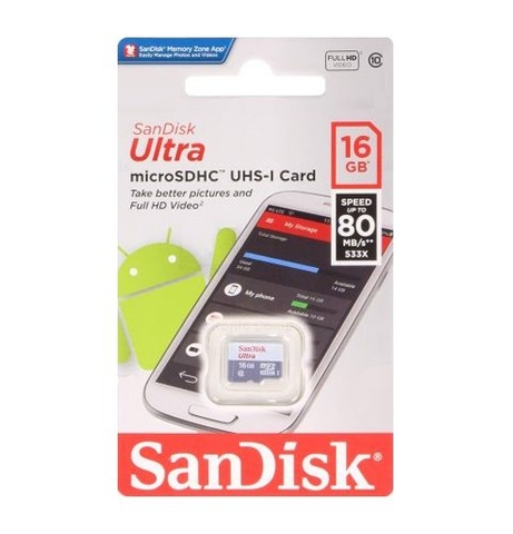 Thẻ Nhớ microSDHC Sandisk Ultra 16GB UHS-I -80MB/s