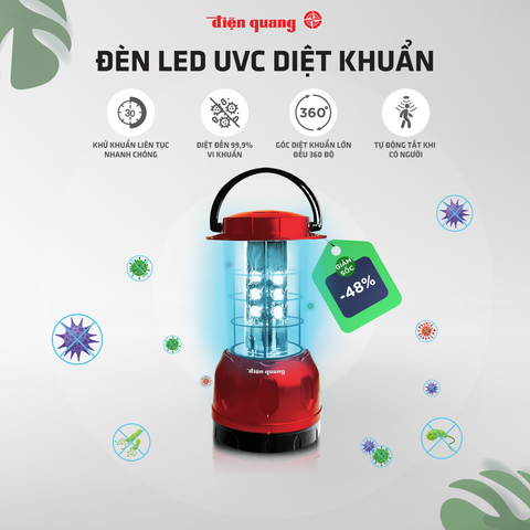 Đèn Led diệt khuẩn Điện Quang PRL01 06UVC ( 6W, tia UVC, để bàn, an toàn, tiện lợi )