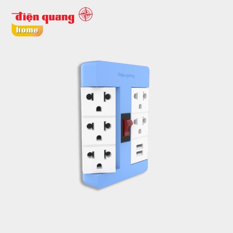 Ổ cắm Xoay 90° Điện Quang ĐQ ESK RT 53RW 2USB ( 5 lỗ 3 chấu, 2USB, nhiều màu)