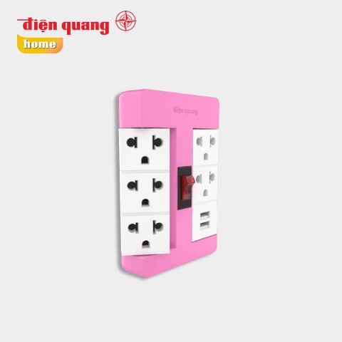 Ổ cắm Xoay 90° Điện Quang ĐQ ESK RT 53RW 2USB ( 5 lỗ 3 chấu, 2USB, nhiều màu)