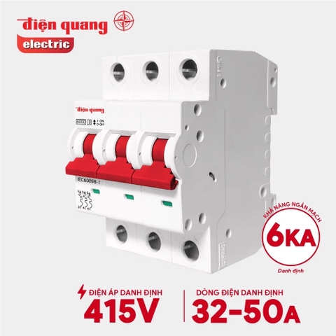 Cầu dao tự động, an toàn Điện Quang 3 cực, 6KA (32A, 40A, 50A)