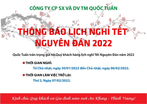 QUỐC TUẤN THÔNG BÁO NGHỈ TẾT NGUYÊN ĐÁN 2022