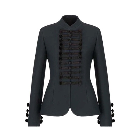 ÁO Dior Women Brandenburg Fitted Jacket Black Wool and Silk