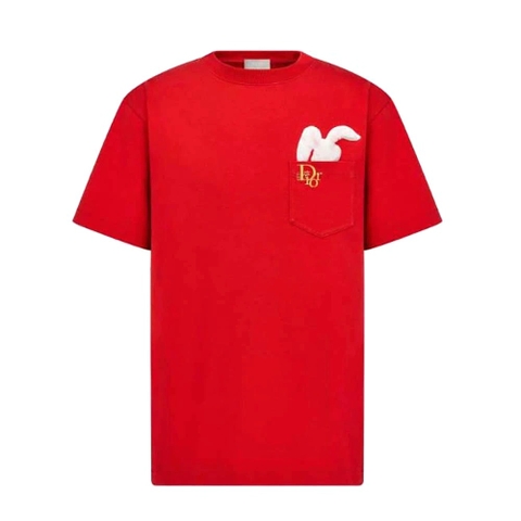 ÁO Dior Relaxed-Fit Dior by Erl T-Shirt Red Cotton Jersey
