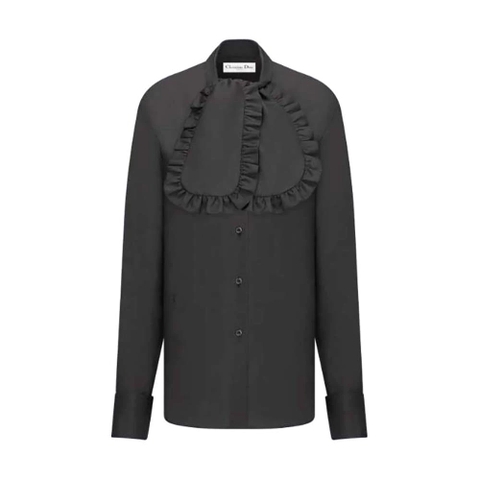 ÁO Dior Women Ascot Blouse Black Silk Twill