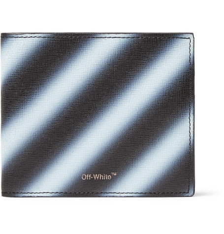 VÍ DA OFF-WHITE Striped Cross-Grain Leather Billfold Wallet