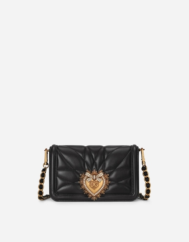 TÚI DOLCE & GABBANA Medium Devotion Bag in quilted nappa leather with bejeweled strap
